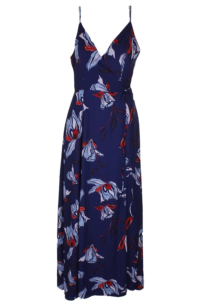 Fame And Partners Blue The Anemone Printed Wrap Maxi Dress 4