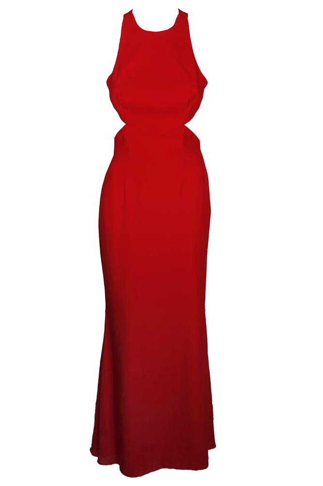 Fame And Partners Womens Red Crisscross-Back Cutout Gown 4 - Walmart.com