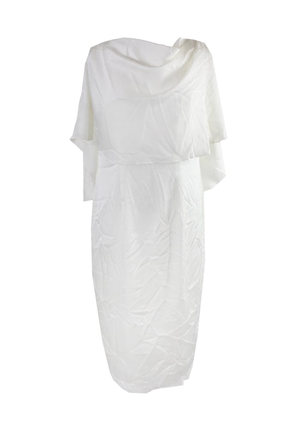 Fame And Partners Womens White Low-Back Overlay Sheath Dress 2