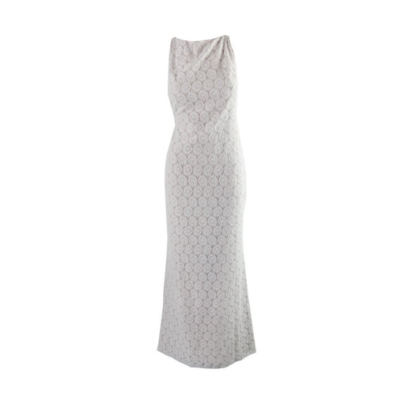 Fame And Partners Womens White Sleeveless Isla Lace Cross-Back Maxi Dress 6
