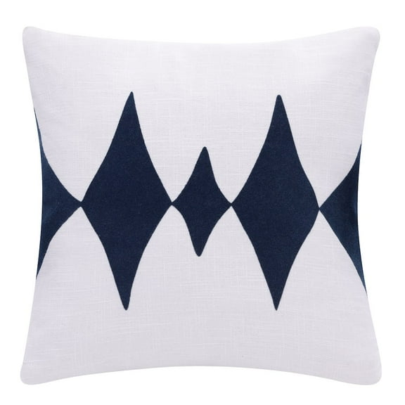 LR Home Stacy Garcia Cotton Blend Poly Filled Pillow in Blue/White, 20" x 20"