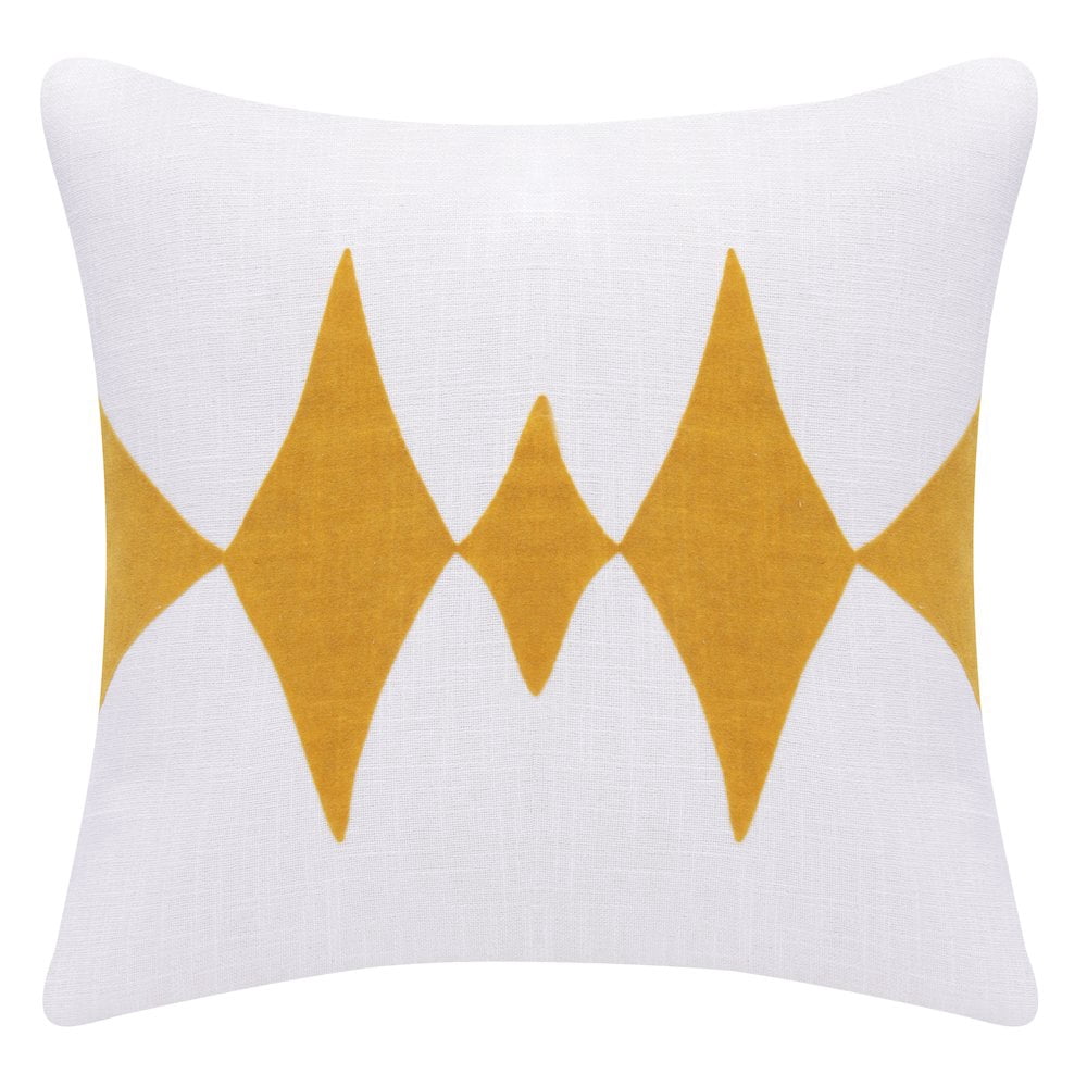 LR Home Stacy Garcia Cotton Blend Poly Filled Pillow in Yellow/White, 20" x 20"