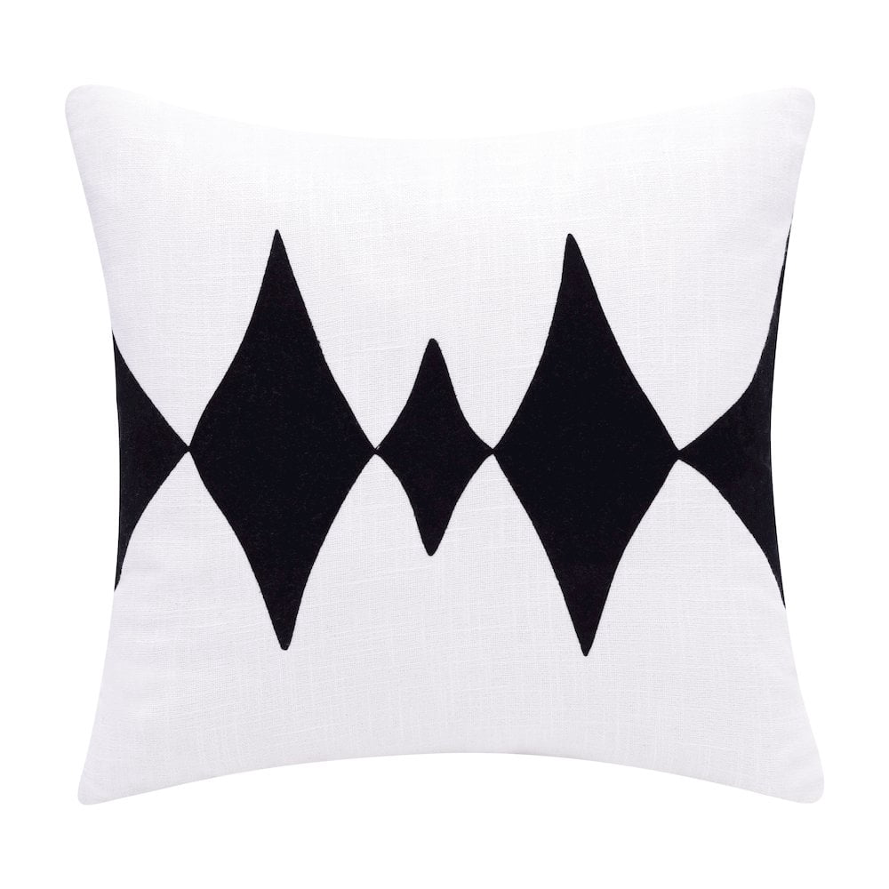 LR Home Stacy Garcia Cotton Blend Poly Filled Pillow in Black/White, 20" x 20"