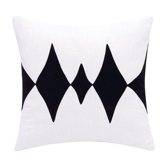 LR Home Stacy Garcia Cotton Blend Poly Filled Pillow in Black/White, 20" x 20"