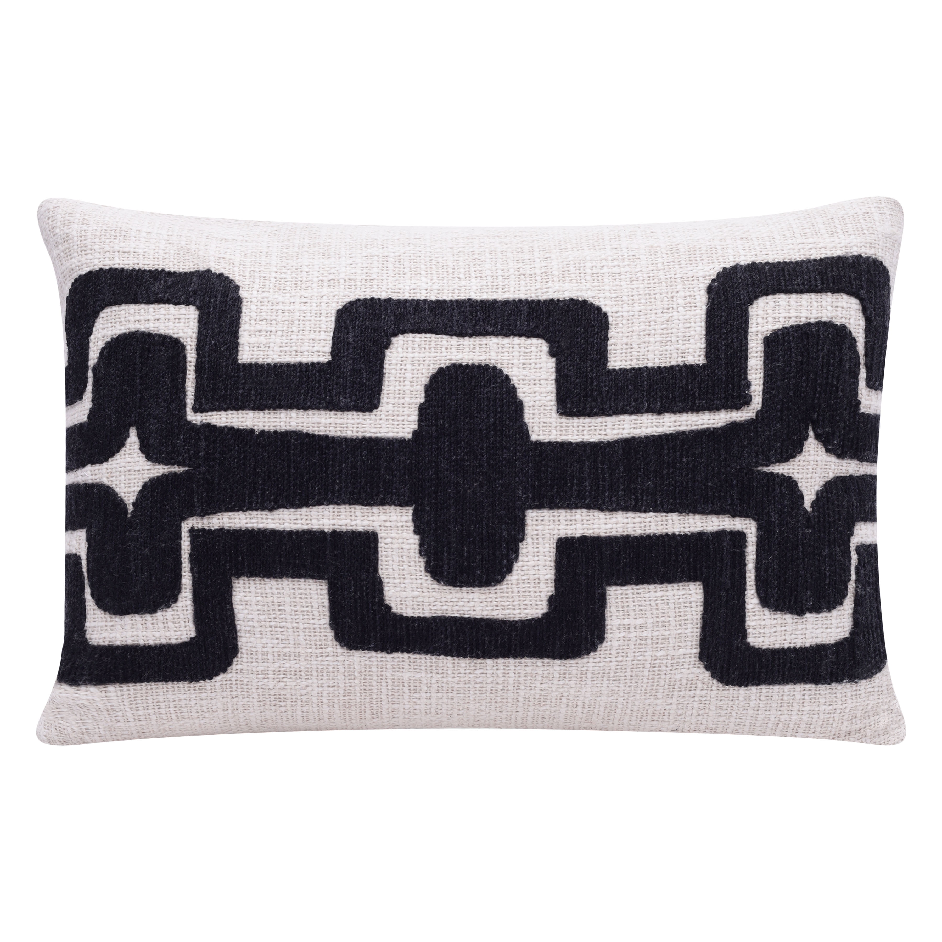 Stacy Garcia Onyx and Ivory Embroidered Rectangular Throw Pillow