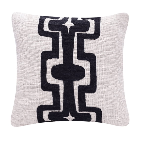 Fame Geometric Handmade Decorative Throw Pillow, Onyx/ivory, 20" x 20", Count per Pack 1