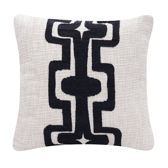 Fame Geometric Handmade Decorative Throw Pillow, Onyx/ivory, 24" x 24", Count per Pack 1