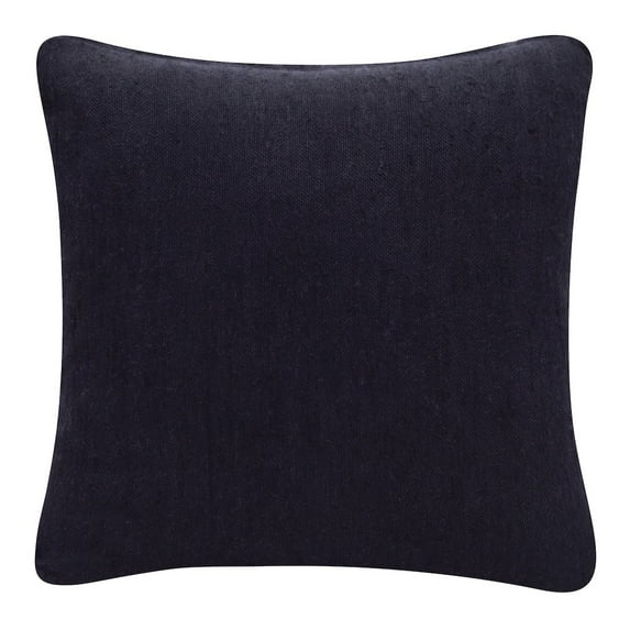 LR Home Stacy Garcia Linen Blend Poly Filled Pillow in Black, 20" x 20"