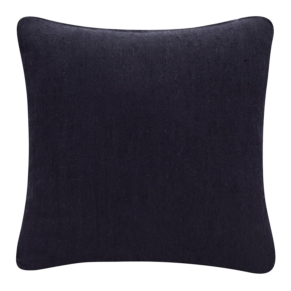 Onyx Black Linen Handmade Decorative Throw Pillow, 20" x 20"