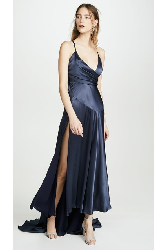INDIGO Peony Draped Split Gown, US 12