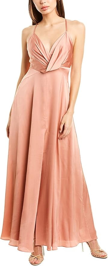 fame and partners satin dress Amazon.com: Fame & Partners Indigo Peony Draped Split Gown, US 4 : Clothing, Shoes & Jewelry