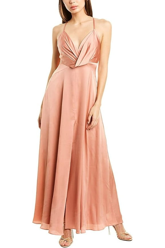 WARM BLUSH Primavera Draped Split Gown, US 8