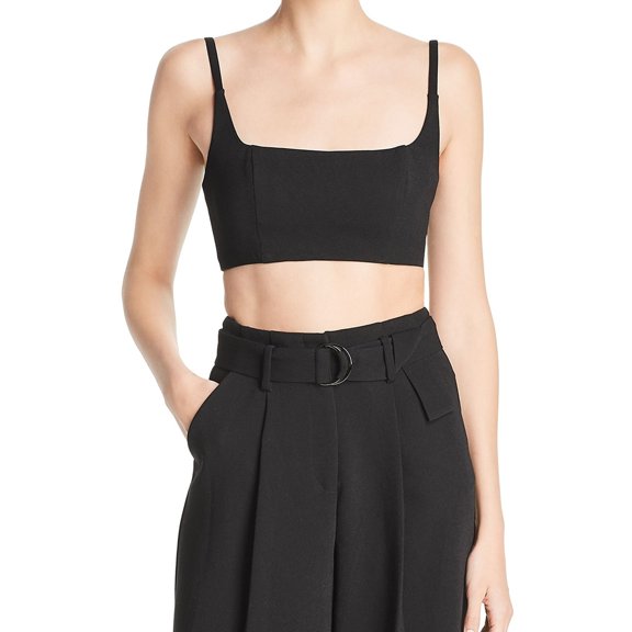 Fame and Partners Womens Augusta Cropped Tank Top, Black, 8