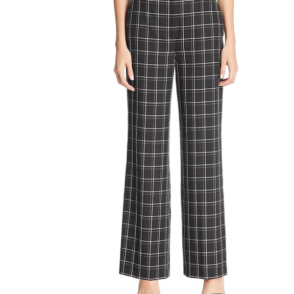 Fame and Partners Womens Plaid Casual Wide Leg Pants, Black, 2