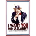 thumbnail image 1 of Famed Uncle Sam 'I Want You' Army Recruitment Poster From World War I History (18 x 24), 1 of 2