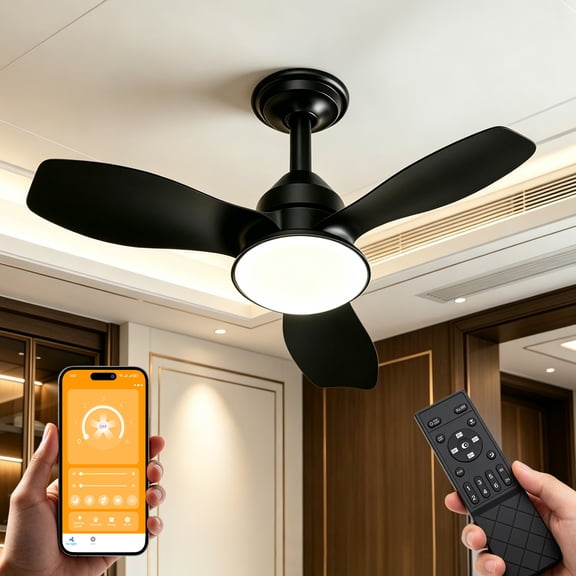 Fameglobal Whisper Quiet Ceiling Fan with Light DC 3 Blade