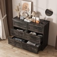 thumbnail image 1 of Fameill Dresser for Bedroom, 6 Drawer Wide Dressers Organizer with Charging Station for Hallway with Metal Handles, Dark Brown, 1 of 7