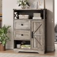 thumbnail image 1 of Fameill Farmhouse Storage Cabinet with 2 Drawers & Shelves,Freestanding Kitchen Cabinet with Doors,Floor Storage Organization for Living Room,Bathroom,Laundry,Grey, 1 of 16