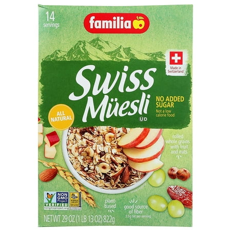 Familia Swiss Muesli Cereal, No Added Sugar, 29 Ounce Box, Pack of 6, Packaging May Vary