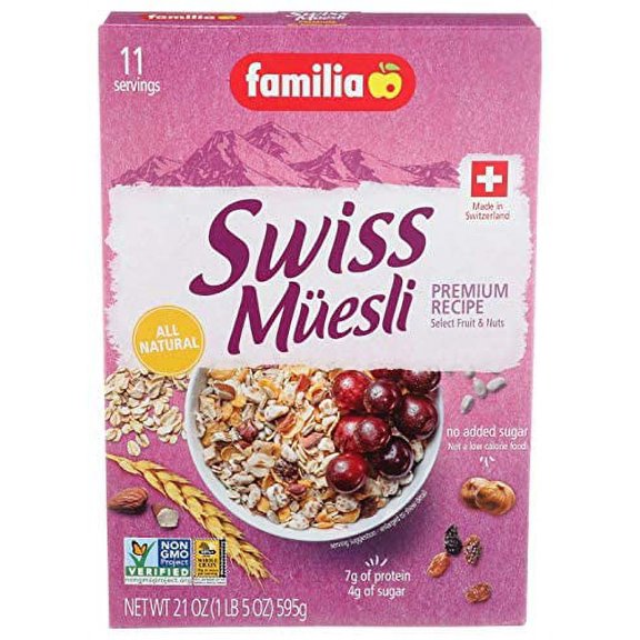 Familia Swiss Muesli Premium, No Sugar Added, 21 Ounce (Pack of 6)
