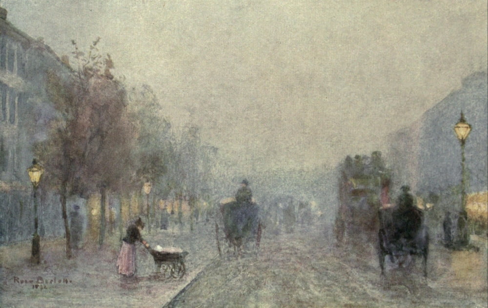 Familiar London 1904 Brompton Road Canvas Art - Rose Barton (18 x 24)