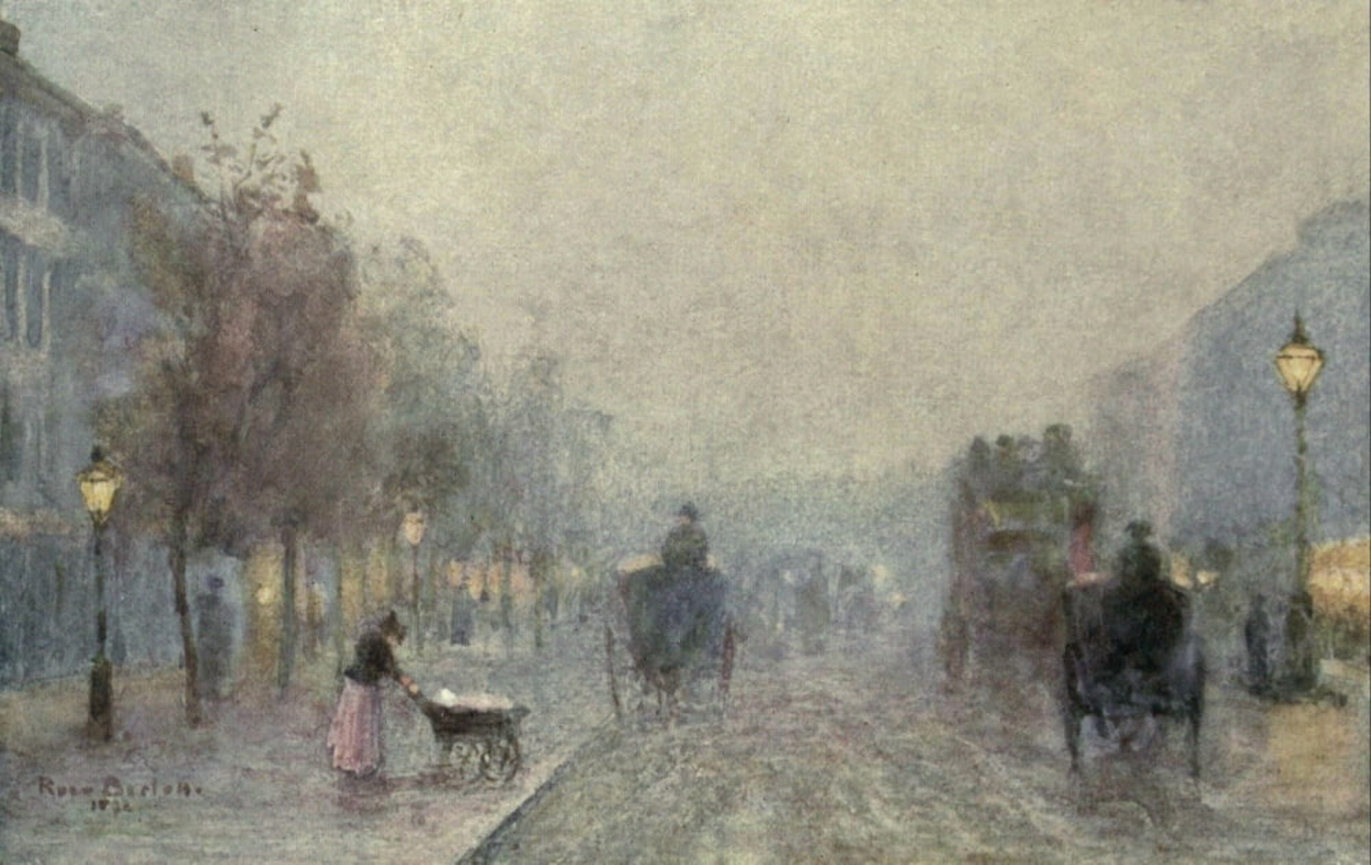 Familiar London 1904 Brompton Road Canvas Art - Rose Barton (24 x 36)