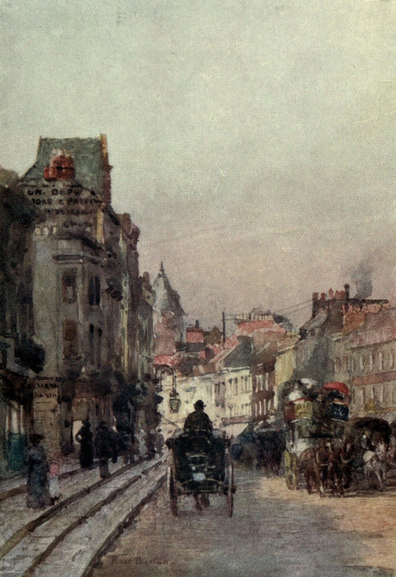 Familiar London 1904 Brompton Road looking east Canvas Art - Rose Barton (18 x 24)