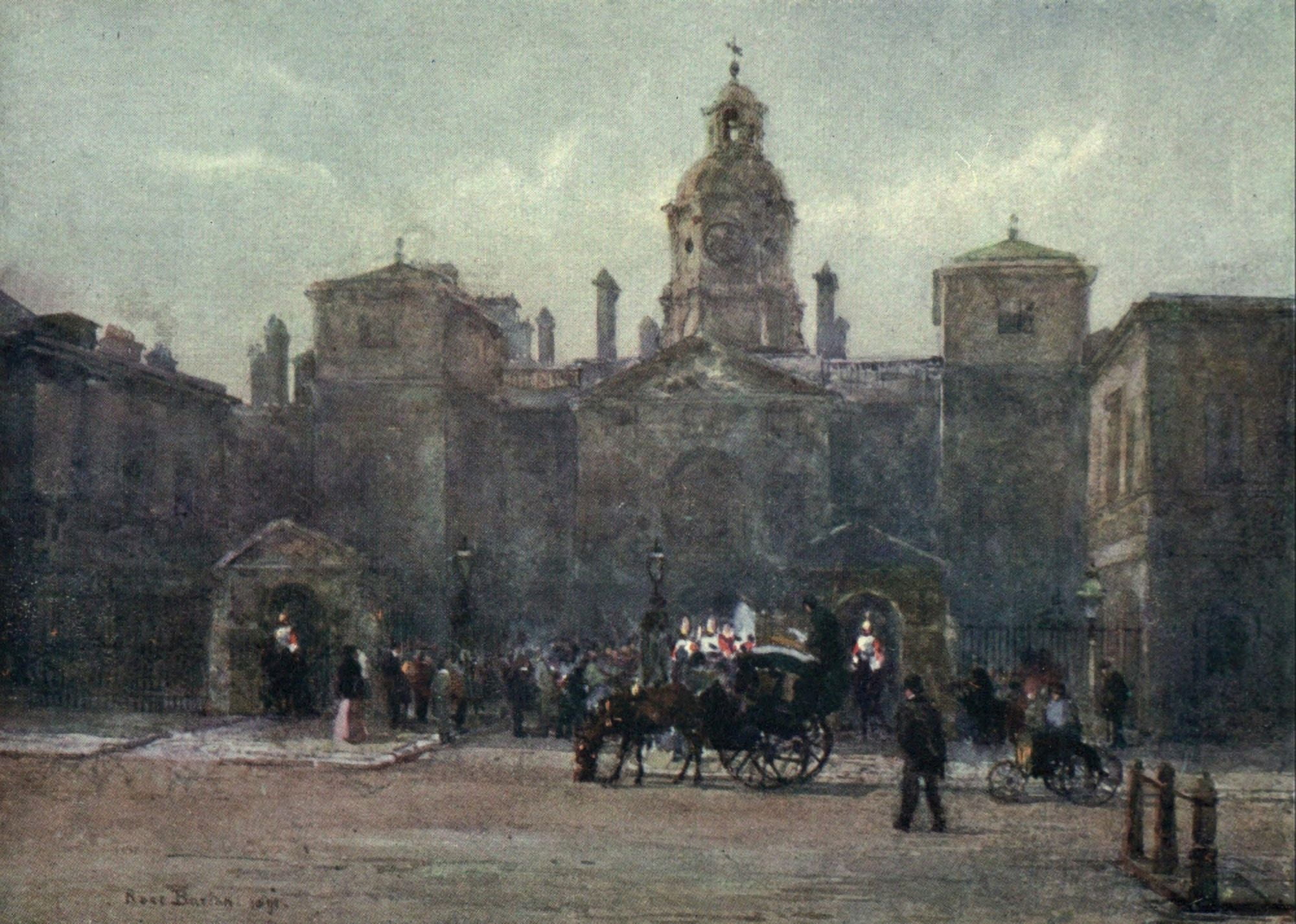 Familiar London 1904 Changing Guard Whitehall Canvas Art - Rose Barton (24 x 36)