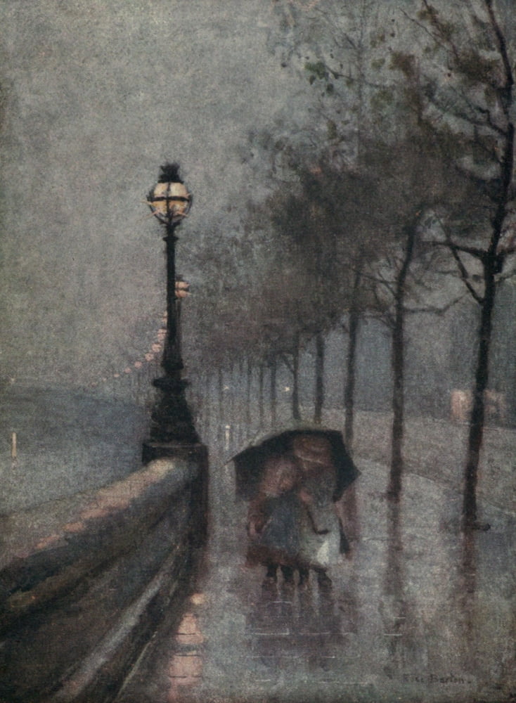 Familiar London 1904 Children on The Embankment Canvas Art - Rose Barton (18 x 24)