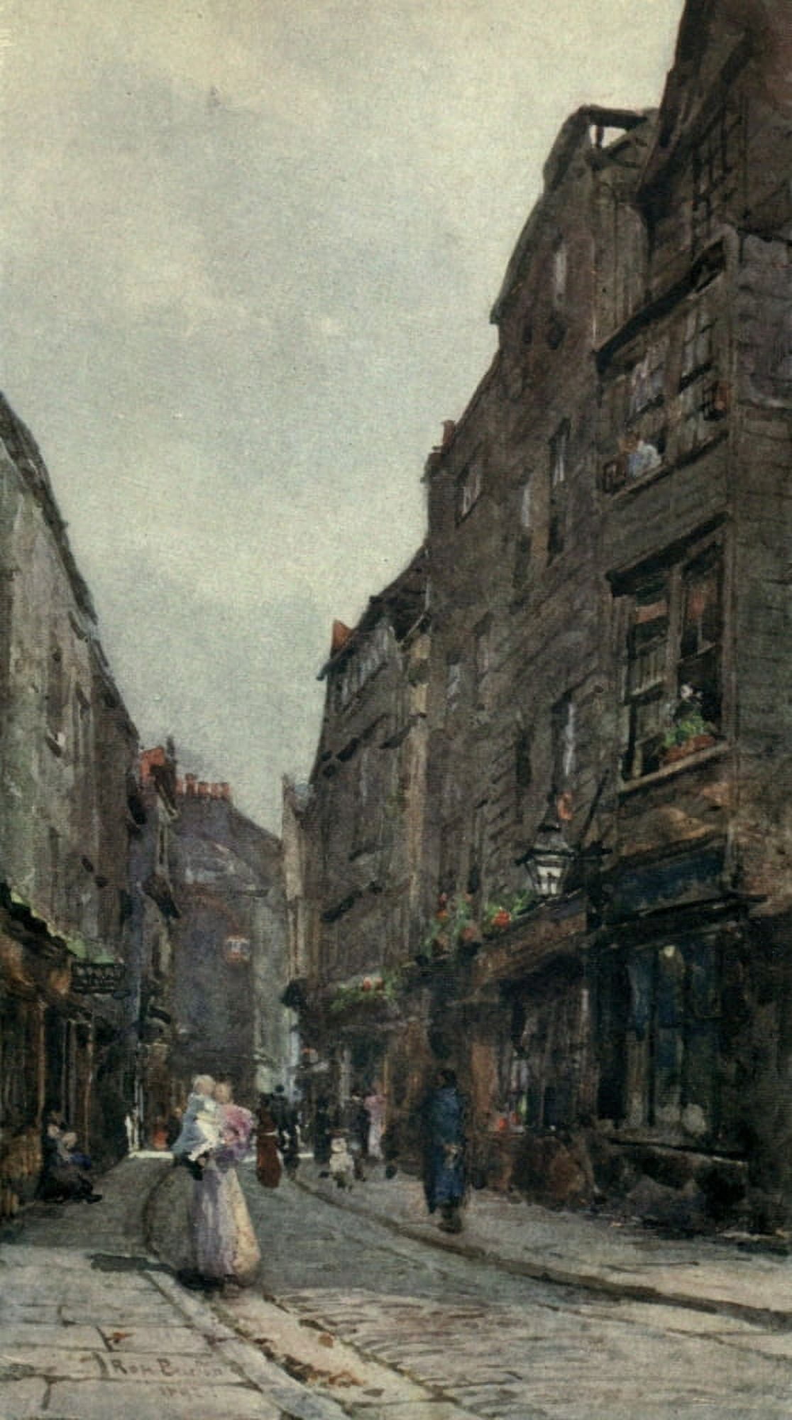 Familiar London 1904 Cloth Alley Smithfield Canvas Art - Rose Barton (24 x 36)