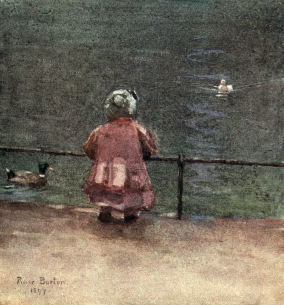 Familiar London 1904 Ducks in Hyde Park Canvas Art - Rose Barton (24 x 36)