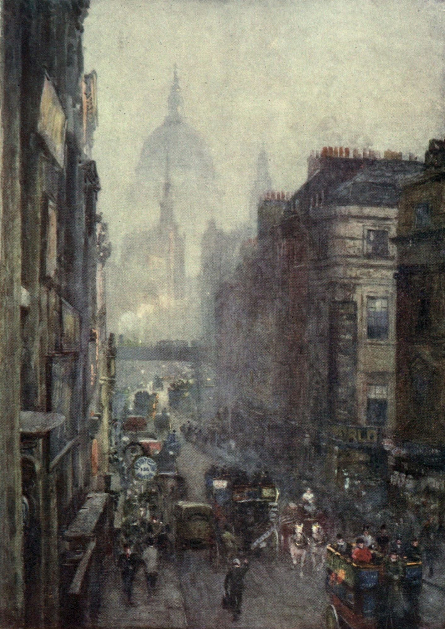Familiar London 1904 Fleet Street Canvas Art - Rose Barton (18 x 24)