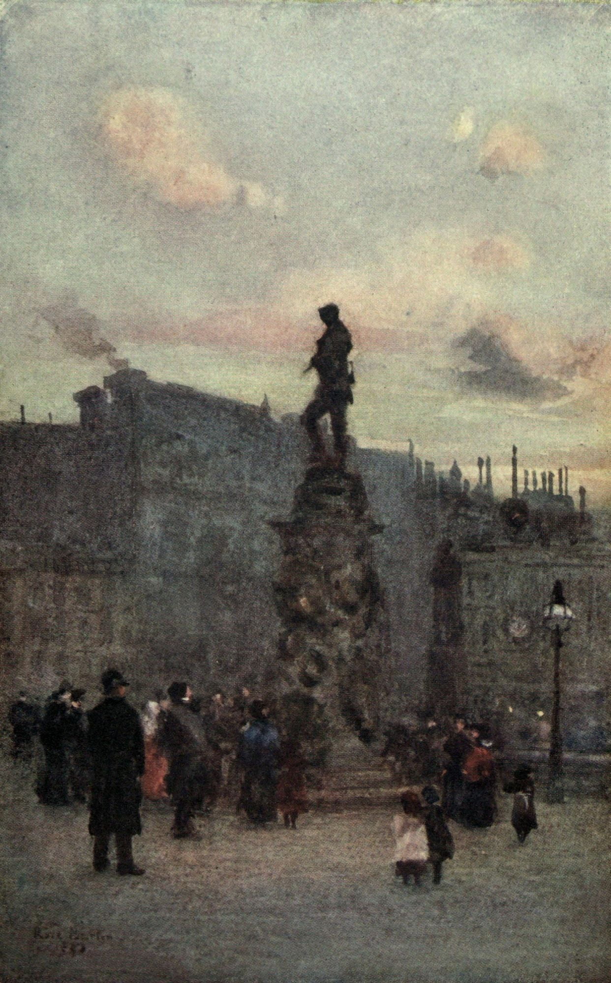 Familiar London 1904 Gordons Statue Trafalgar Square Canvas Art - Rose Barton (18 x 24)