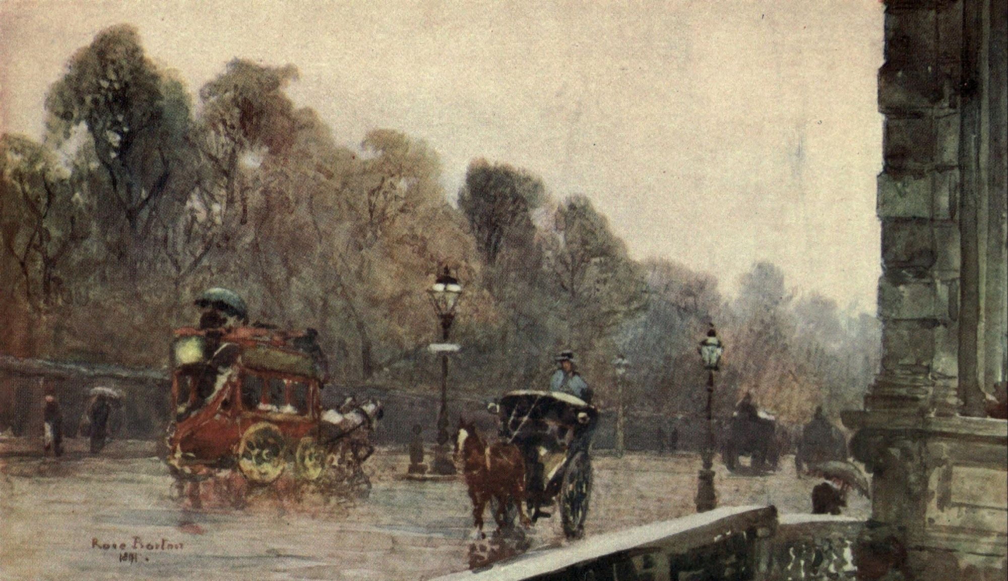 Familiar London 1904 Grosvenor Place Canvas Art - Rose Barton (24 x 36)