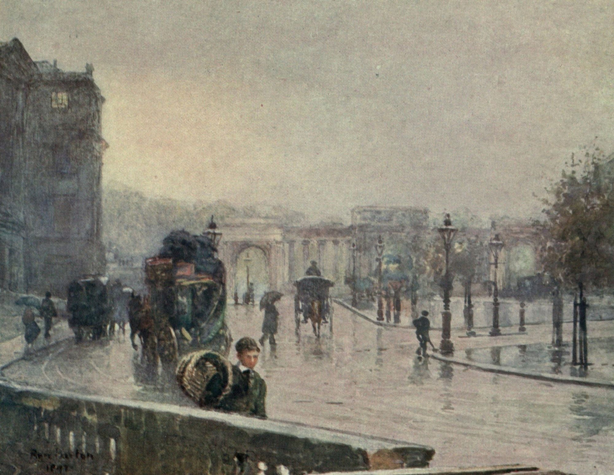 Familiar London 1904 Hyde Park Corner Canvas Art - Rose Barton (18 x 24)