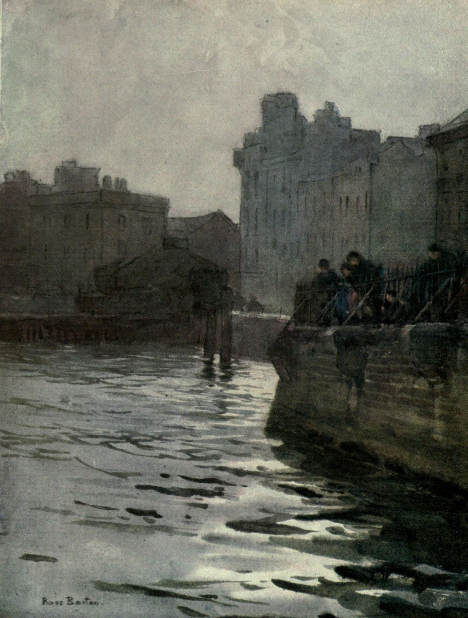 Familiar London 1904 Old River Wall Chelsea Canvas Art - Rose Barton (18 x 24)