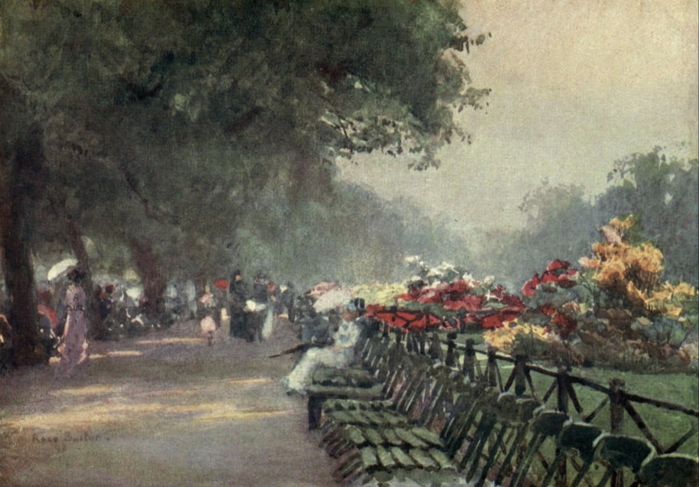 Familiar London 1904 Rotten Row Canvas Art - Rose Barton (24 x 36)