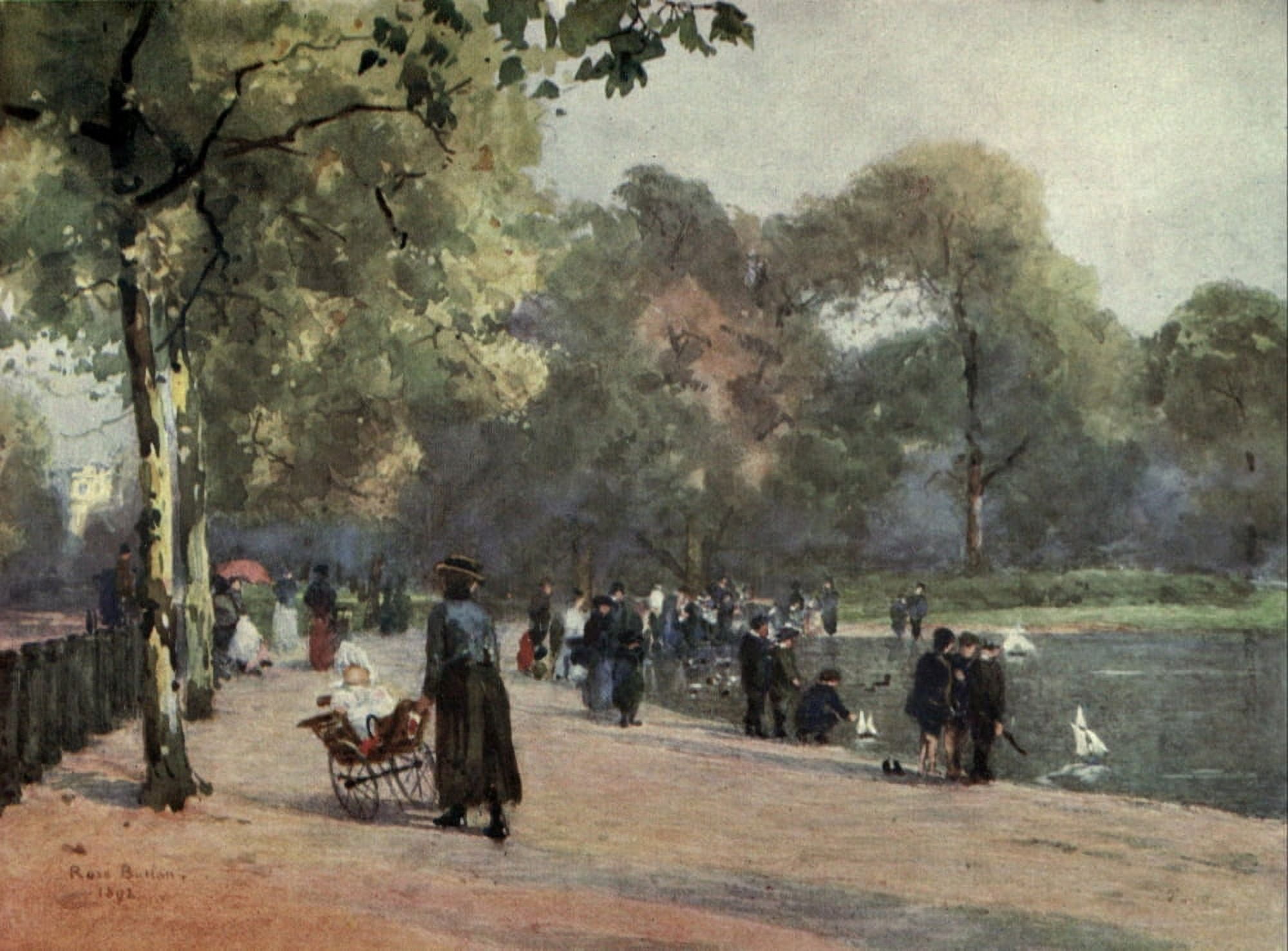 Familiar London 1904 Serpentine Canvas Art - Rose Barton (18 x 24)