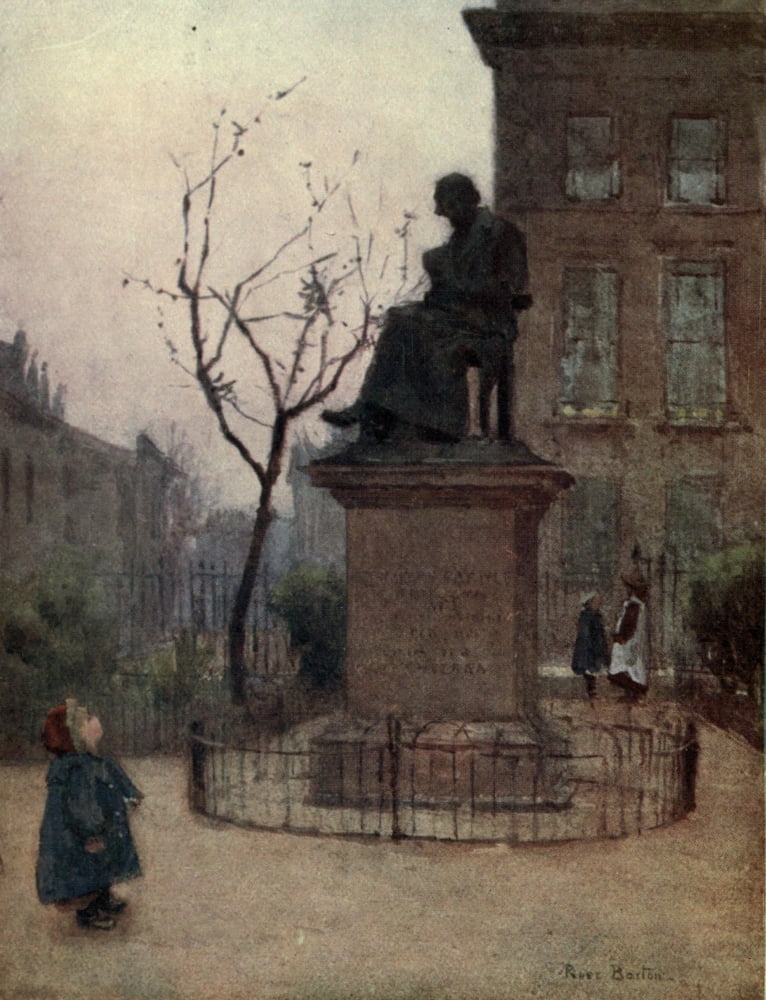 Familiar London 1904 Statue of Thomas Carlyle Canvas Art - Rose Barton (24 x 36)
