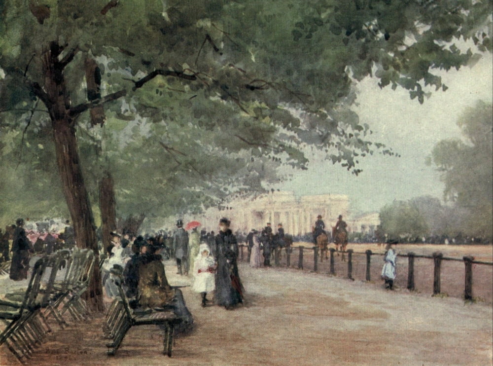 Familiar London 1904 The Row Hyde Park Canvas Art - Rose Barton (24 x 36)