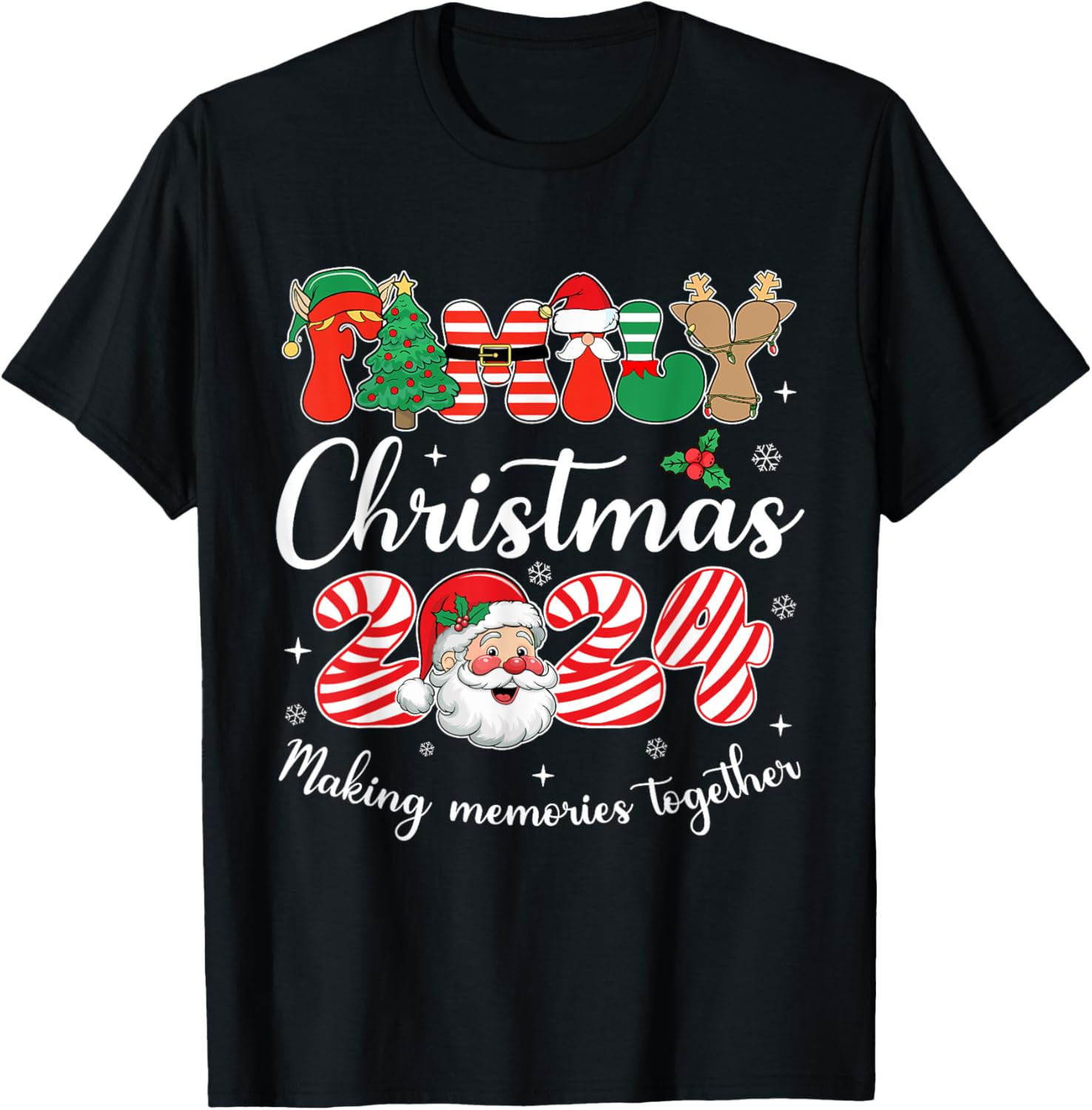 Family 2024 Christmas Matching Outfits Team Santa Elf Squad T-Shirt ...