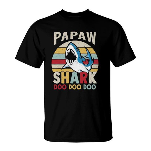 Family 365 Fathers Day Funny Papaw Shark Grandpa Gift Men TShirt