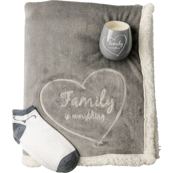 Pavilion Gift Company - Family - 42" x 50" Sherpa Lined, Royal Plush Blanket Gift Set