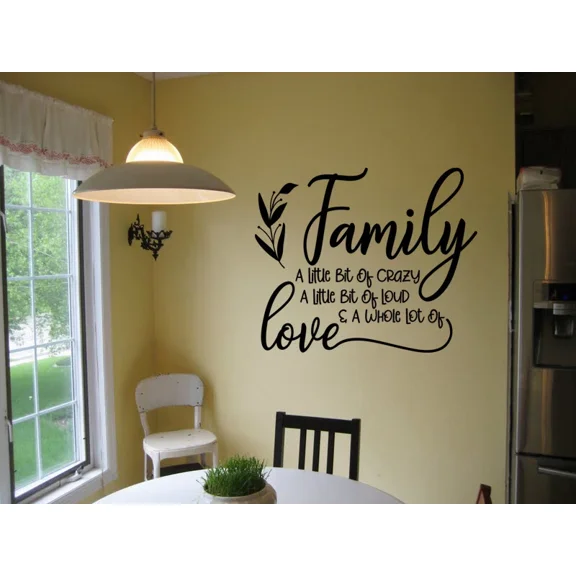 Family A Little Bit Of Crazy Vinyl Wall Decal Home Decor Sticker Lettering Quote