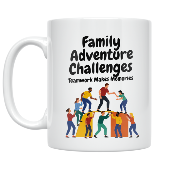 Family Adventure Challenges: Teamwork Makes Memories - Family Enthusiast - 11 oz Ceramic Coffee Mug