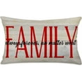 thumbnail image 1 of Family Always Forever no Matter What Throw Lumbar Pillow Covers 12x20 Inch Vintage Wood Grain Quotes Red Christmas Farmhouse Decorations Pillow Cases Cushion Cover Cotton Linen, 1 of 5