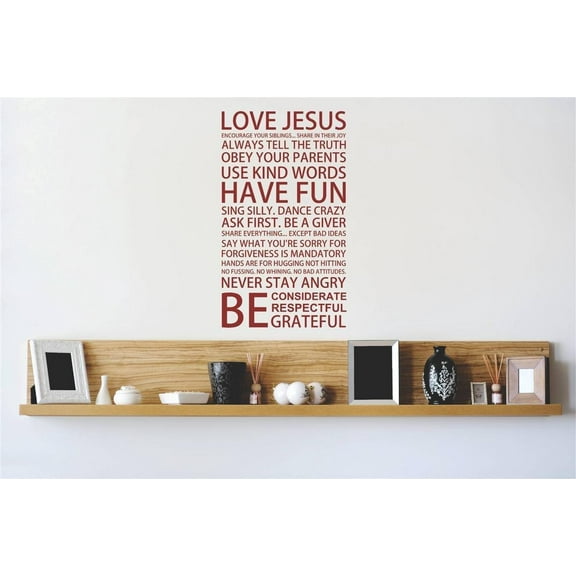 Family Always Tell the Truth Cute Religious Wall Decal Decoration Love Jesus Be Greatful Text Cute Typography Lasts Years and Easily Removable - Size: 5 In(W) x 10 In(H)
