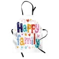 thumbnail image 1 of Family Apron Happy Family Letters with Flowers Hearts Stars Dots Circles Cartoon Like Artwork, Unisex Kitchen Bib Apron with Adjustable Neck for Cooking Baking Gardening, Multicolor, by Ambesonne, 1 of 3