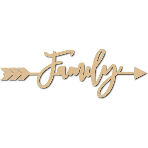 Family Arrow Wood Wall Decor Laser Cut Wood Sign Wall Art Letter Sign Decorative DIY Wall Sculpture Hanging Unfinished