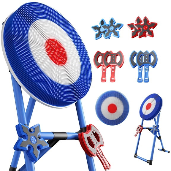 Family Axe Throwing Game with 4 Axes & 4 Darts for Kids & Adults,Axe Throwing Game for Backyard, Indoor &Outdoor,Yard Games,Carnival GamesBlue